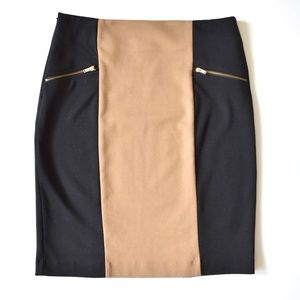 Cynthia Rowley Black & Tan Colorblock Skirt